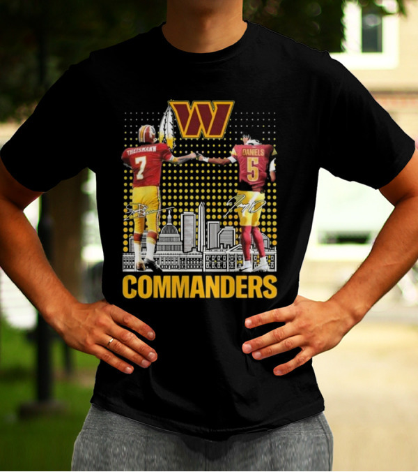Commanders Theismann Daniels Football Signatures T-Shirt
