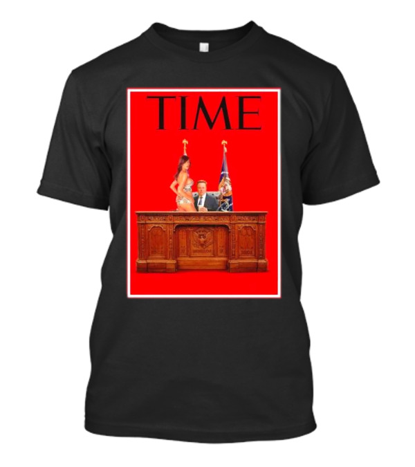 TIME Elon Musk And Melania Trump Desk Red Background T-Shirt