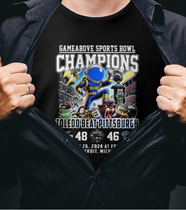 GameAbove Sports Bowl Champions Toledo Rockets Beat Pittsburgh December 26 2024 Ford Field Detroit Michigan T-Shirt