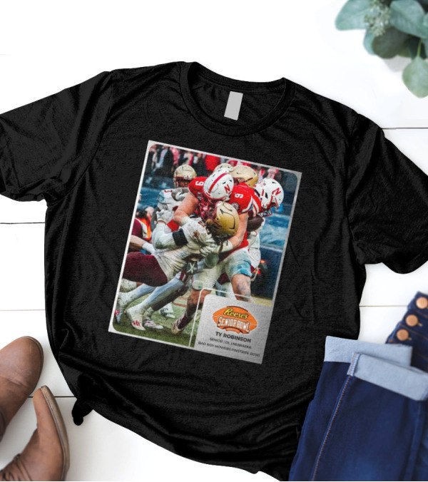 Reese's Senior Bowl Ty Robinson Senior DL Nebraska Bad Boy Mowers Pinstripe Bowl T-Shirt