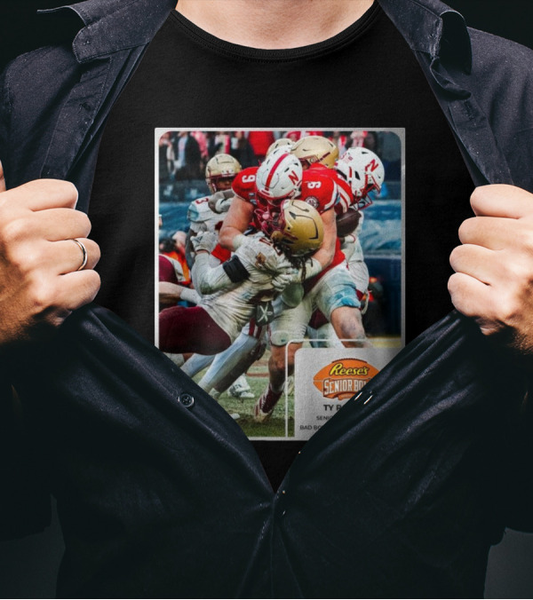 Reese's Senior Bowl Ty Robinson Senior DL Nebraska Bad Boy Mowers Pinstripe Bowl T-Shirt