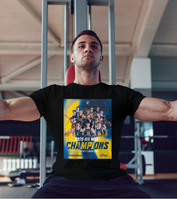 UC San Diego Triton Men's Basketball 2025 Big West Champions Team T-Shirt