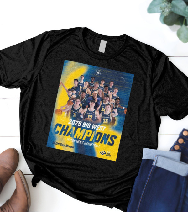 UC San Diego Triton Men's Basketball 2025 Big West Champions Team T-Shirt