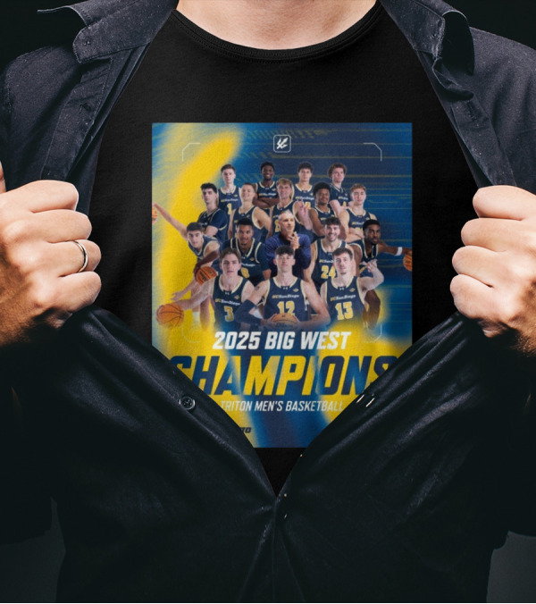 UC San Diego Triton Men's Basketball 2025 Big West Champions Team T-Shirt