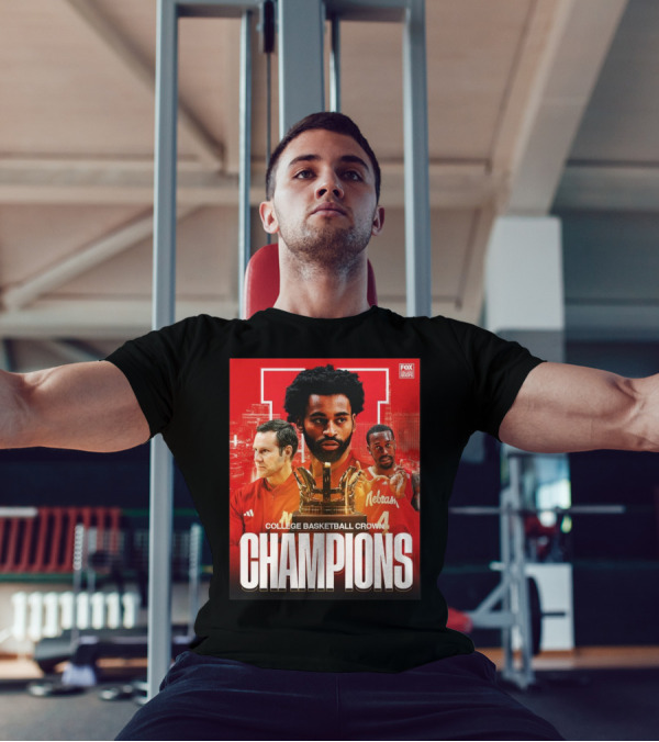 FOX College Hoops Nebraska Basketball College Basketball Crown Champions T-Shirt