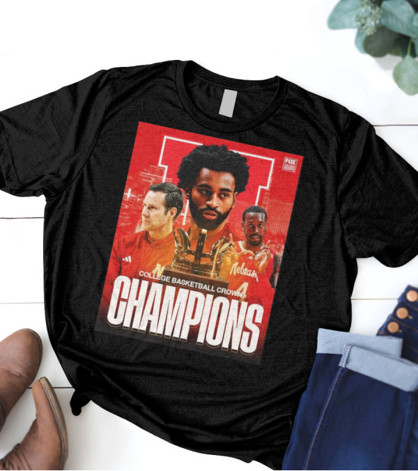 FOX College Hoops Nebraska Basketball College Basketball Crown Champions T-Shirt