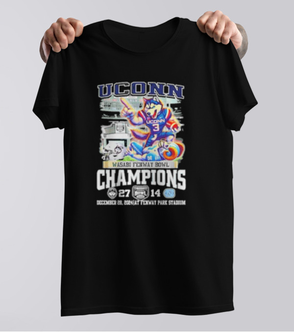 UConn Huskies Wasabi Fenway Bowl Champions December 29 2014 T-Shirt