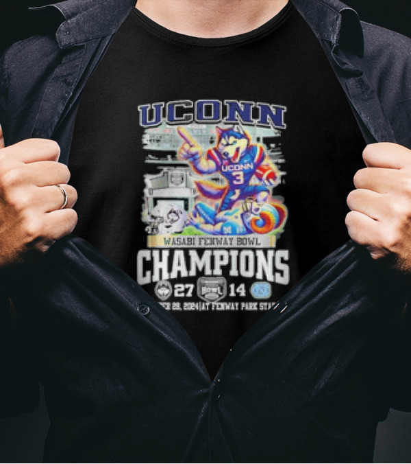 UConn Huskies Wasabi Fenway Bowl Champions December 29 2014 T-Shirt