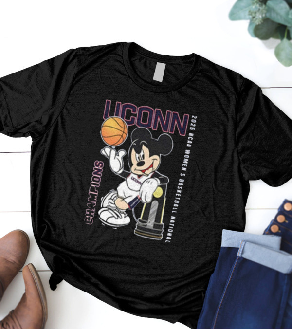 UConn Huskies Mickey Mouse 2025 NCAA Women's Basketball National Champions T-Shirt