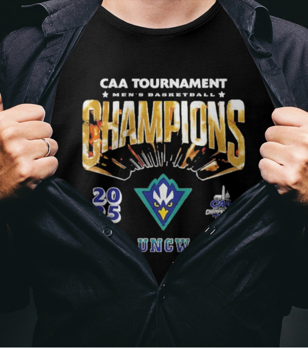 UNCW Seahawks CAA Men's Basketball Tournament Champions 2025 T-Shirt