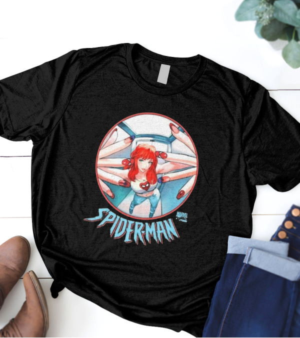 Marvel Comics Spider-Man Cover Girl In Red Hair With Spider Nails T-Shirt