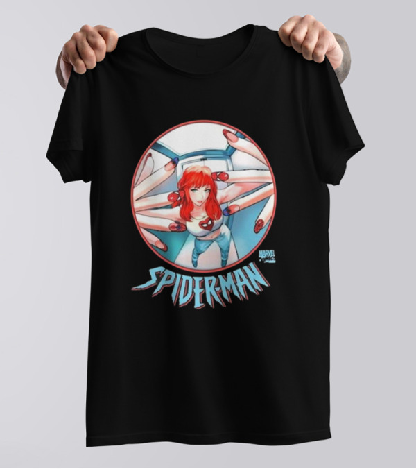 Marvel Comics Spider-Man Cover Girl In Red Hair With Spider Nails T-Shirt
