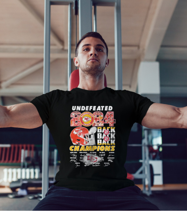 Undefeated 2024 Kansas City Chiefs Back 2 Back 2 Back Champions Signatures T-Shirt