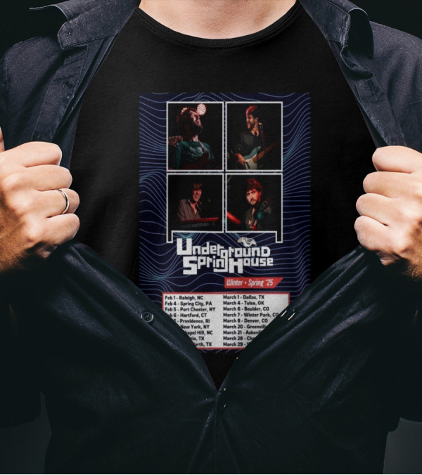 Underground Springhouse Winter Spring Tour 2025 Live Concert Dates Raleigh Dallas Denver NYC T-Shirt