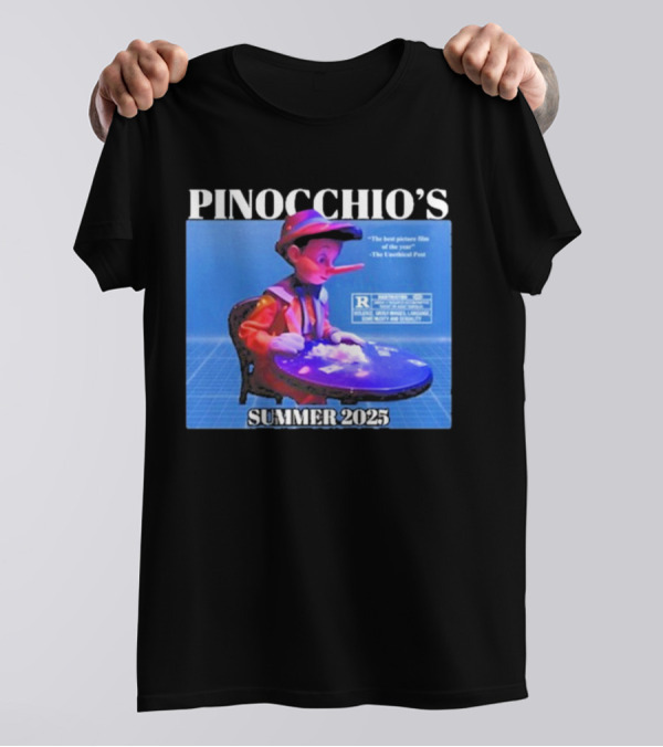 Pinocchio’s Summer 2025 Unethical Threads Movie Parody T-Shirt