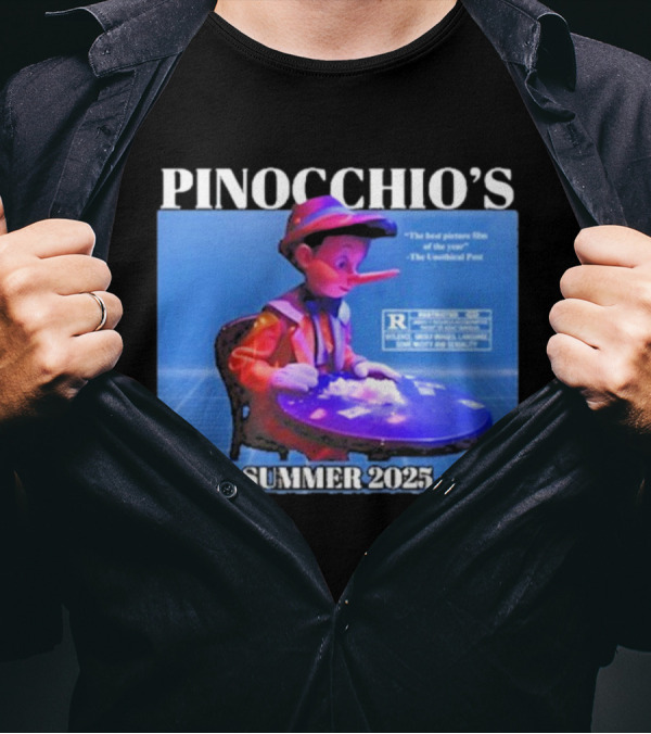 Pinocchio’s Summer 2025 Unethical Threads Movie Parody T-Shirt