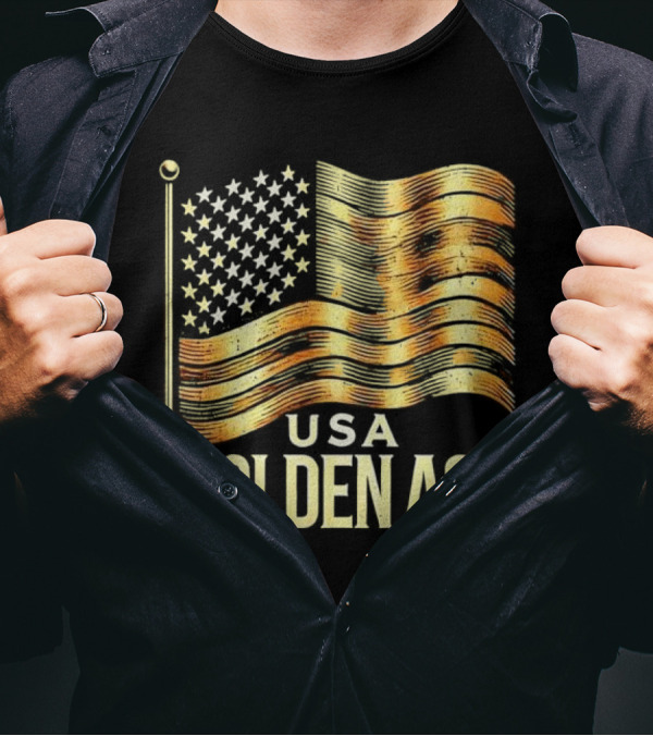 USA Golden Age Golden American Flag T-Shirt