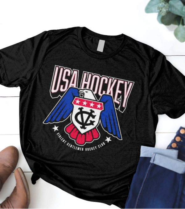USA Hockey Violent Gentlemen Hockey Club Star-Spangled Eagle Crest T-Shirt