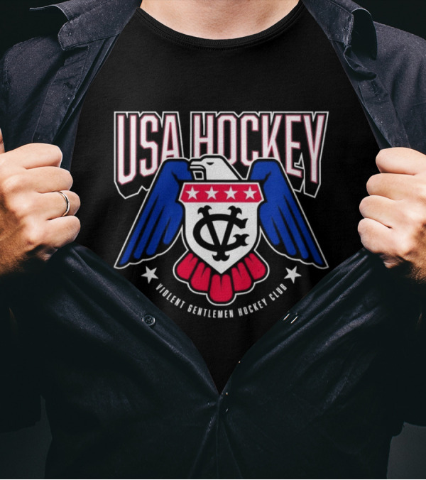 USA Hockey Violent Gentlemen Hockey Club Star-Spangled Eagle Crest T-Shirt