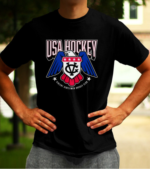 USA Hockey Violent Gentlemen Hockey Club Star-Spangled Eagle Crest T-Shirt