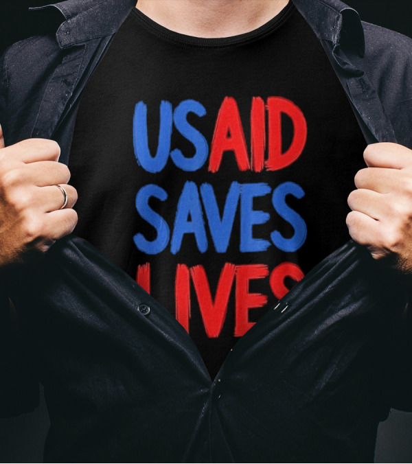 USAID Saves Lives Red And Blue Text T-Shirt
