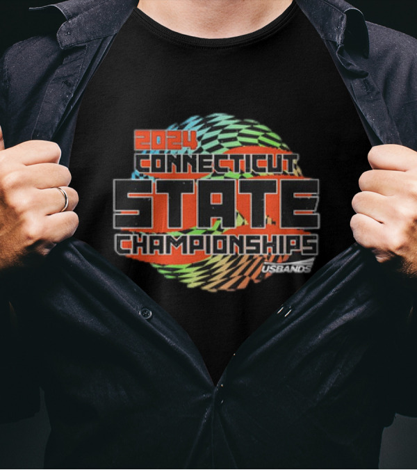USBands Connecticut State Championships 2024 Bold Multicolor Swirl Background T-Shirt