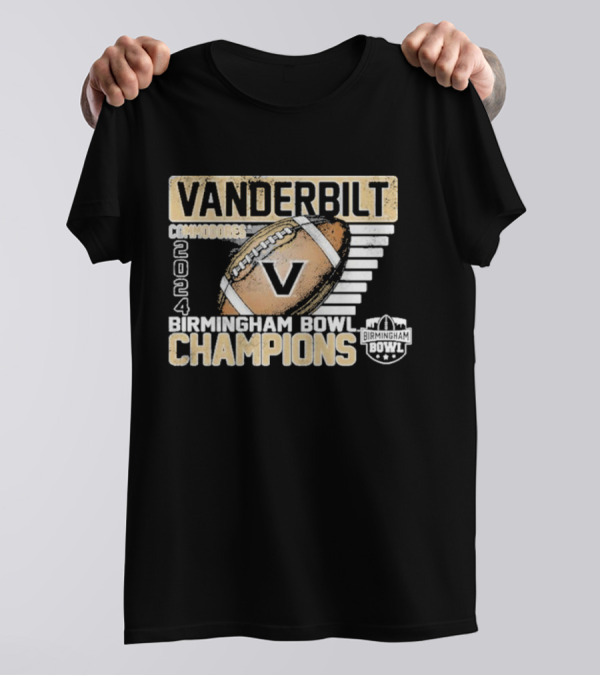 Vanderbilt Commodores 2024 Birmingham Bowl Champions Football V Badge T-Shirt