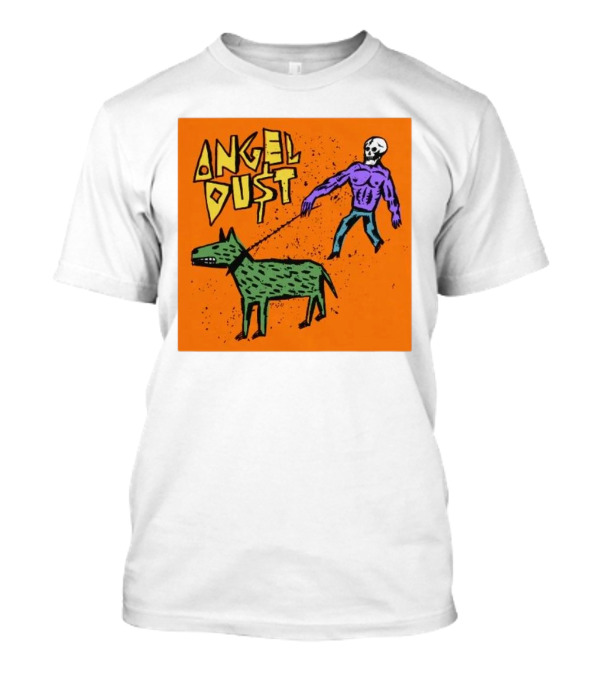 ANGEL DU$T Walking Skeleton With Green Dog Art T-Shirt