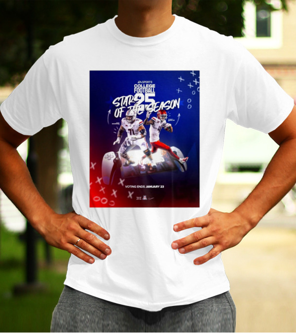 EA Sports College Football 25 Stars Of The Season Arizona Jonah Savaiinaea Tetairoa McMillan Voting Ends January 23 T-Shirt
