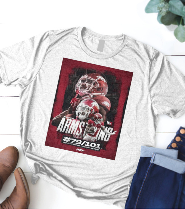 Andrew Armstrong Arkansas Razorback Football #79/101 Top Players Of The 2024 Season PFF T-Shirt