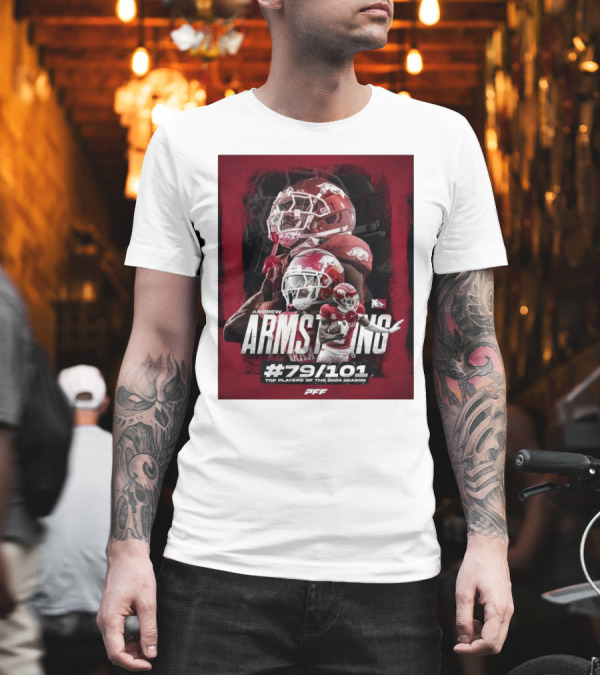 Andrew Armstrong Arkansas Razorback Football #79/101 Top Players Of The 2024 Season PFF T-Shirt