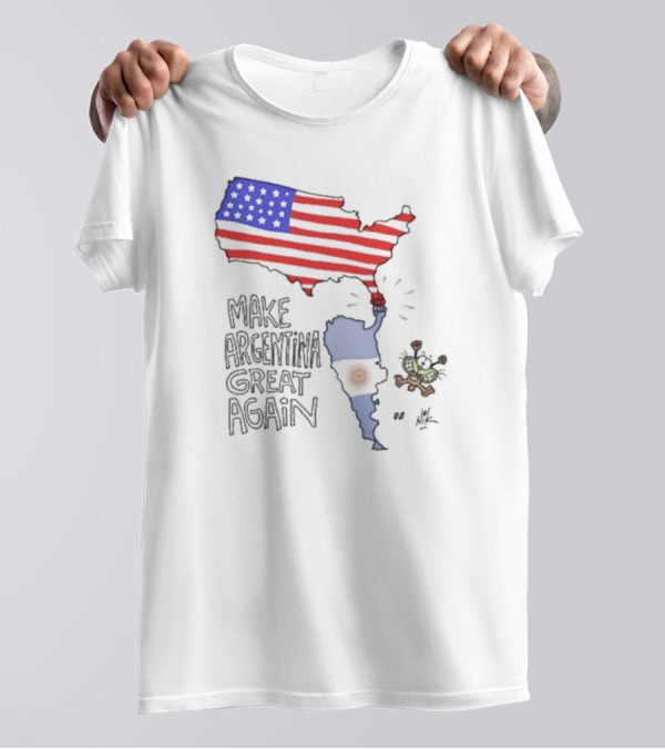 Asume Donald Trump Nueva Era De Prosperidad Make Argentina And America Great Again 2025 Map USA Flag T-Shirt