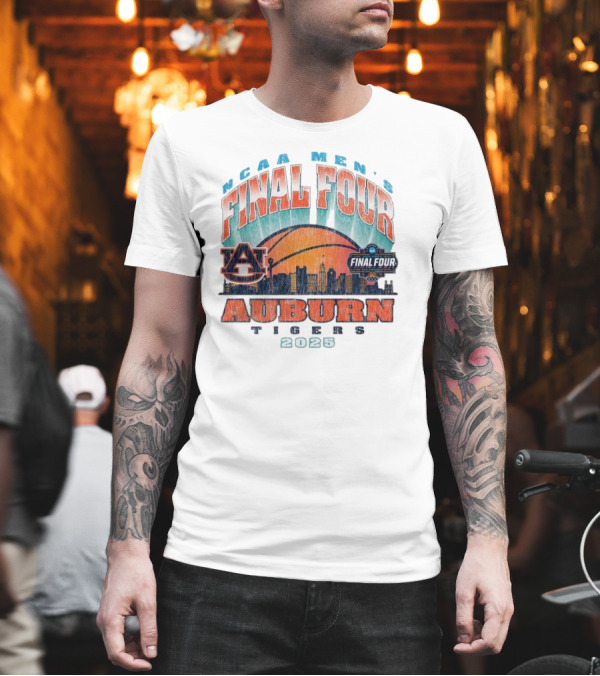 NCAA Men's Final Four Auburn Tigers 2025 Basketball Tournament Retro Skyline T-Shirt