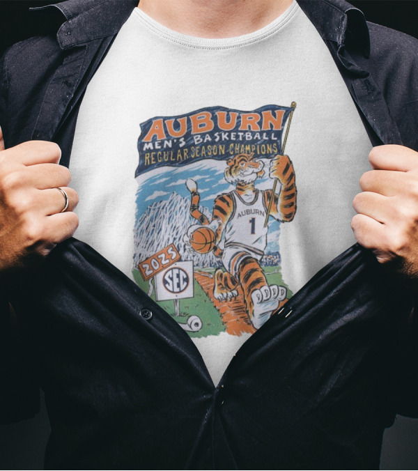 Auburn Men's Basketball 2025 SEC Regular Season Champions Mascot T-Shirt