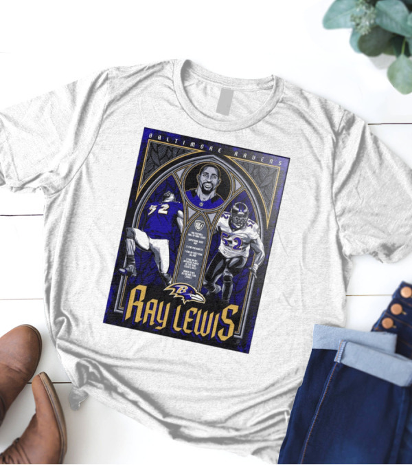 Baltimore Ravens Ray Lewis Pro Football Hall Of Fame Super Bowl XXXV MVP 12-Time Pro Bowler 7-Time First Team All-Pro NFL Defensive Player Of The Year T-Shirt