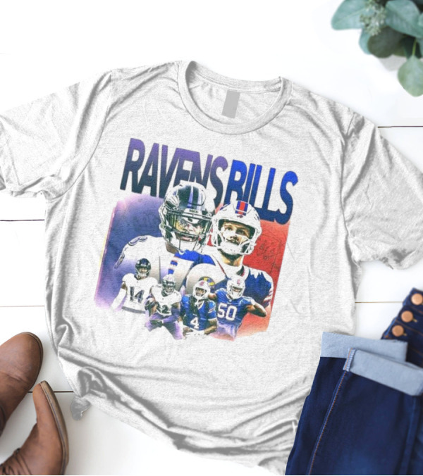 Ravens Bills NFL Matchup With Player Lineup And Strategy Background T-Shirt