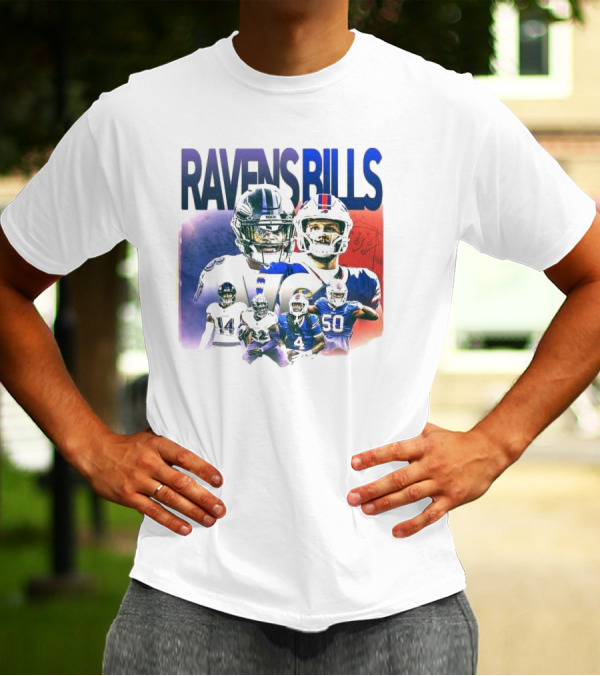 Ravens Bills NFL Matchup With Player Lineup And Strategy Background T-Shirt