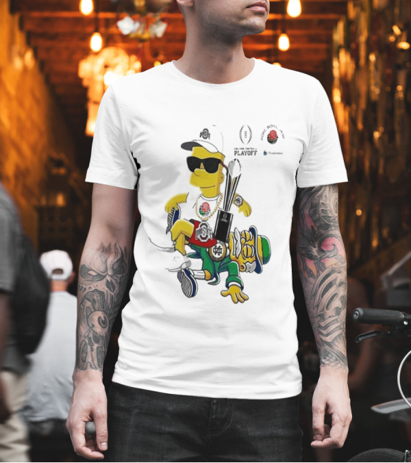 Bart Simpson X Ohio State Buckeyes Vs Notre Dame Fighting Irish College Football Playoff National Championship NCAA Season 2024 2025 T-Shirt