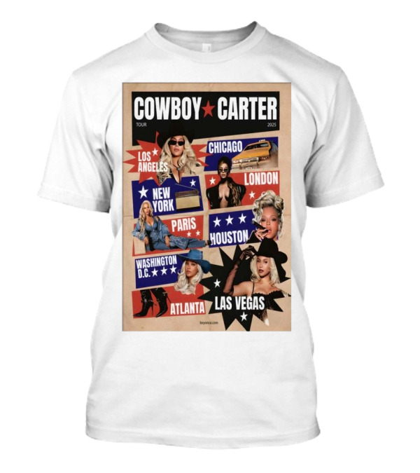 Cowboy Carter Tour 2025 Los Angeles Chicago London New York Paris Houston Washington D.C. Atlanta Las Vegas T-Shirt
