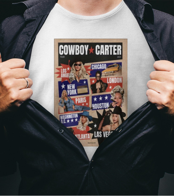 Cowboy Carter Tour 2025 Los Angeles Chicago London New York Paris Houston Washington D.C. Atlanta Las Vegas T-Shirt