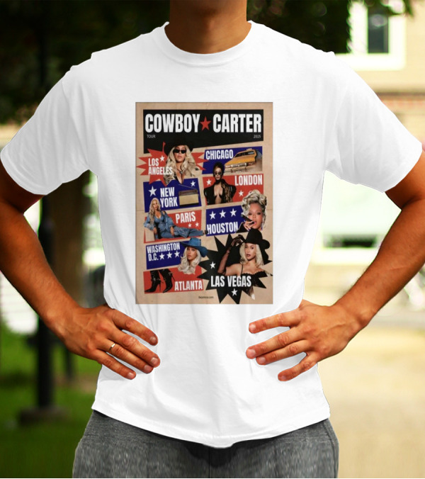 Cowboy Carter Tour 2025 Los Angeles Chicago London New York Paris Houston Washington D.C. Atlanta Las Vegas T-Shirt