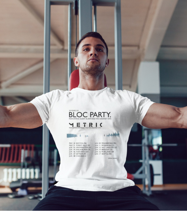 20 Years Of Bloc Party Silent Alarm Tour 2025 Featuring Metric North America Dates And Cities T-Shirt