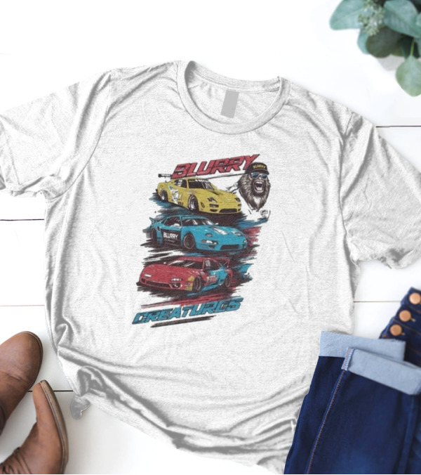 Blurry Creatures Talladega Blur Racing Cars Lion T-Shirt