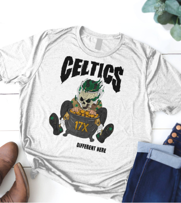 Boston Celtics Skeleton With 17X Championship Theme T-Shirt