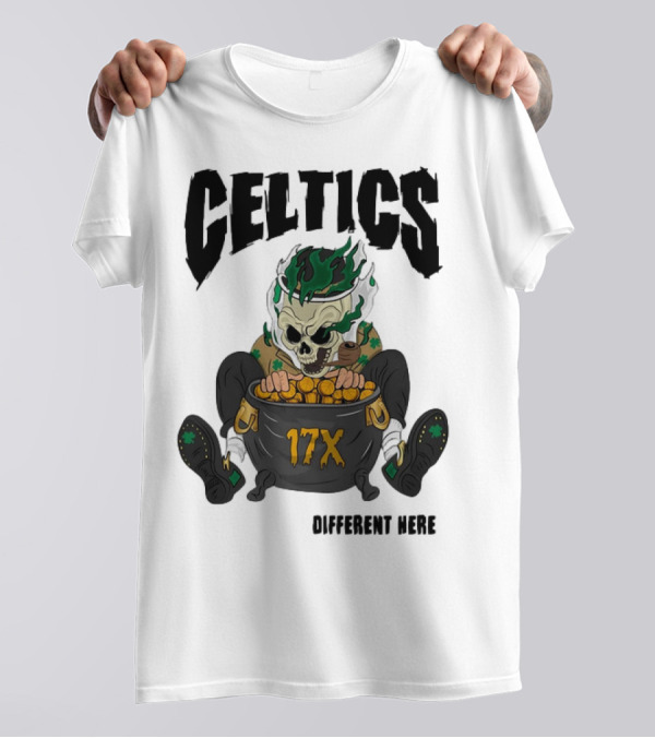 Boston Celtics Skeleton With 17X Championship Theme T-Shirt