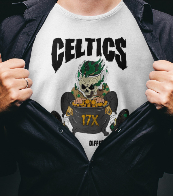 Boston Celtics Skeleton With 17X Championship Theme T-Shirt