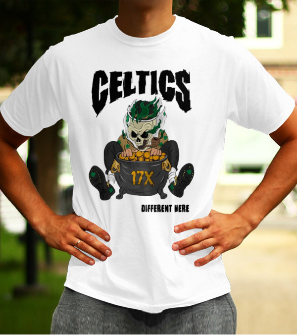 Boston Celtics Skeleton With 17X Championship Theme T-Shirt