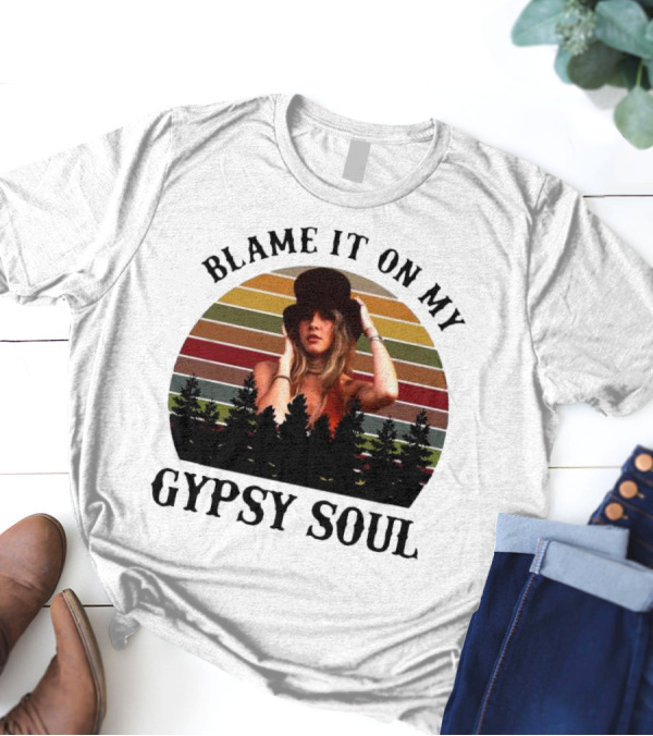 Blame It On My Gypsy Soul Vintage Sunset Forest Retro Style T-Shirt