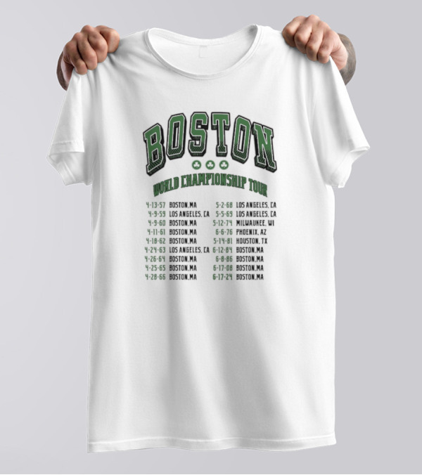 Boston Celtics World Championship Tour 2024 Dates Locations List T-Shirt