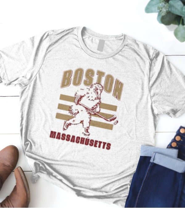 Boston Massachusetts Hockey Mascot Skater T-Shirt